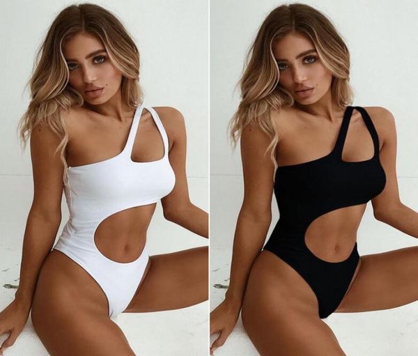 

swimwear women swimsuit 2018 new high cut monokini hollow out biquini one shoulder beach bathing suit bodysuit female beach w6372366
