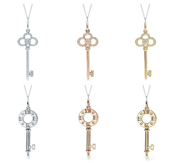 

roman numeral key pendant necklace with original emblem sweater chain1267413, Silver
