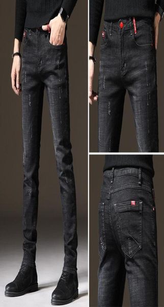 

men039s jeans brand men slim fit skinny denim designer elastic straight stretch trousers for3161915, Blue
