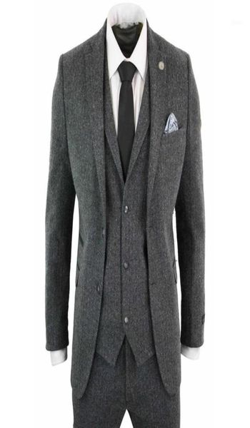 

men039s suits blazers suit 3 pics herringbone dark grey lapel wool tweed slim fit for formal wedding groom clothing blazer vest8404200, White;black