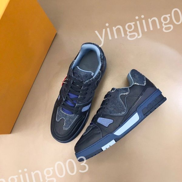 

2023 designer sneakers classic men trainer casual shoes vintage platform trainers denim shoes rubber canvas leather sneaker rd220803, Black
