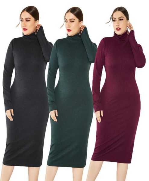 

casual dresses plus size bodycon sweater dress women autumn winter knitted sweaters long ol jumper stretch slim fit sleeve vestido4087034, Black;gray
