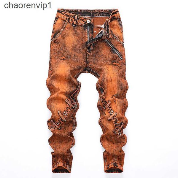 

personality panel patchwork men's jeans spring street trend khaki biker pants pantalones para hombre vaqueros, Blue