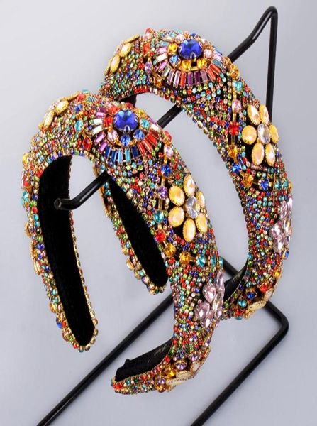 

crystal women headbands vintage baroque head band padded colorful rhinestone headband princess flannelette headdress lady hair hoo7844455, Silver
