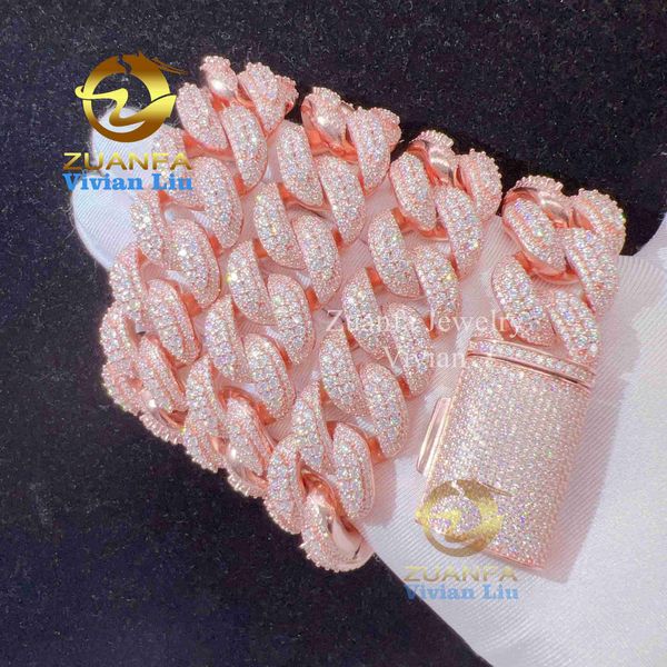 

wholesale price 925 sterling silver gold plated vvs moissanite necklace custom cuban link chain