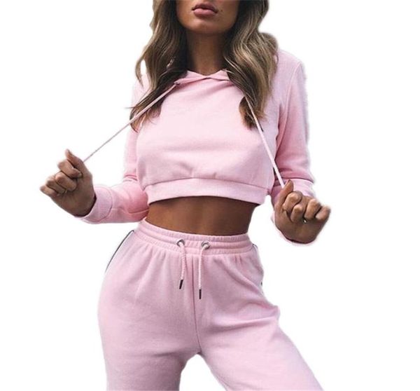 

2018 spring autumn women long sleeve sporting suit hoodies sweatshirtpant twopiece track suit female tracksuit set sweatsuit5581264, Gray