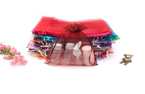 

1723cm organza bags 200pcs whole 15colors christmas wedding gift bags jewelry packaging drawstring pouches can customed logo3572397536872, Pink;blue