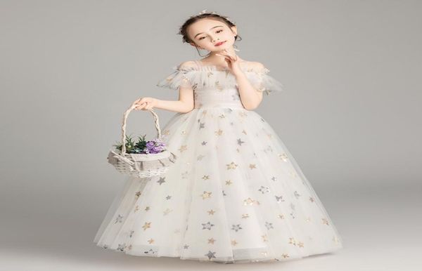 

lovely ivory star tulle straps floor flower girl dresses girls039 pageant dresses holidaypartybirthday dress custom size 2144630618, White;red