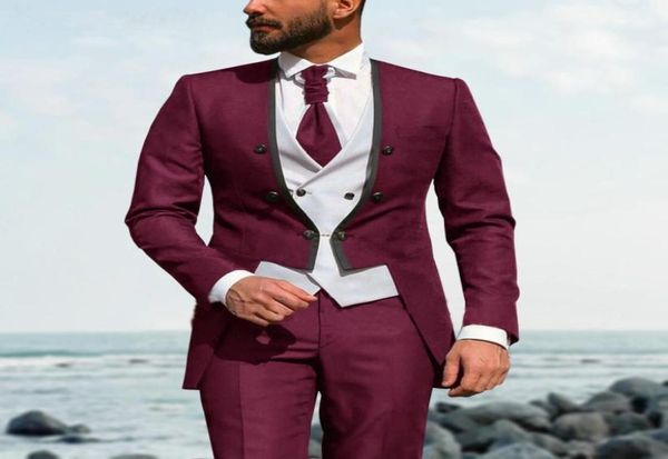 

men039s suits blazers jeltoin arrival formal dinner party tailcoat burgundy wedding for men groomsman groom tuxedo 3 pieces6389574, White;black