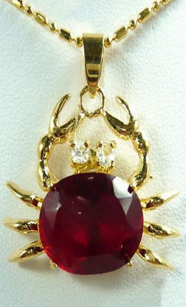 

whole red cubic zirconia yellow gold plated crystal crab pendant necklace6378619, Silver
