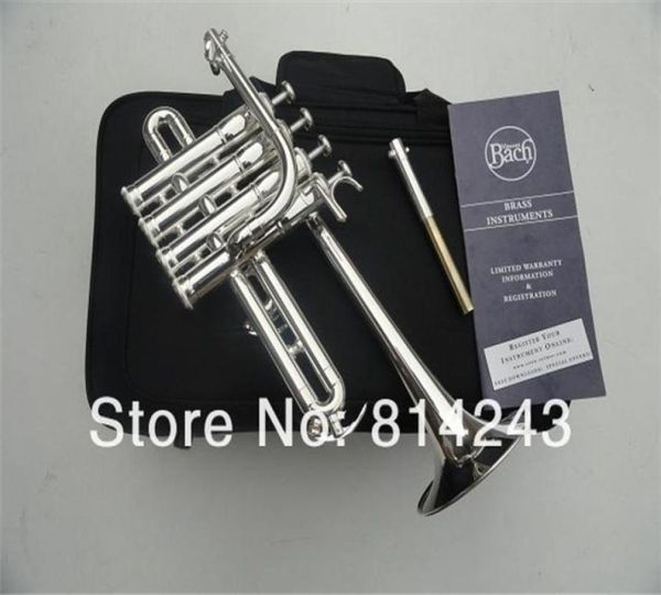

bach b piccolo trumpet silvering trompeta three tone trumpete monel piston with durable mouthpiece gloves box8307790