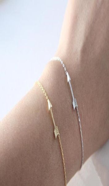 

10 ingenious lovers small arrow charm love letters pendants bracelet alloy through heart short chain lucky woman mother men039s1302470, Golden;silver