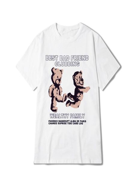 

dark gothic style letters hiphop tide brand bear t shirt print shortsleeved men and women harajuku loose casual allmatch5417926, White