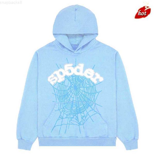 

men's hoodies sweatshirts 2023 sky blue sp5der men women 1 hip hop young thug spider world wide 555555 print pullover g2303287odg, Black