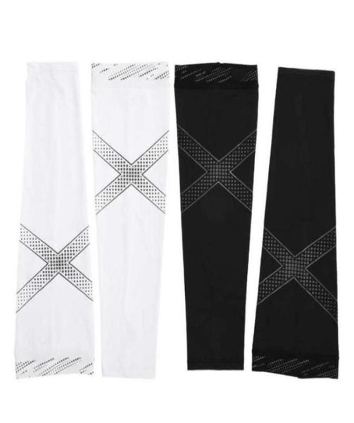 

1pair ice fabric breathable uv protection running arm sleeves fitness basketball elbow pad sport cycling outdoor arm warmers2582174093755, Black;gray