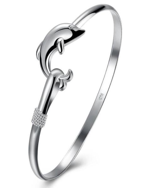 

925 silver 10 piecelot product charm handmade classic dolphin open adjustable bangles antique 925 silver bracelets bangles women2896300, Black