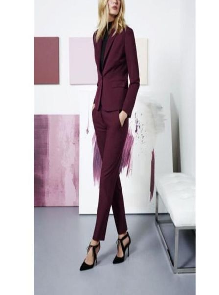 

burgundy women ladies business office tuxedos formal work wear new fashion suits 2 pieces jacket pants made to order8940048, White