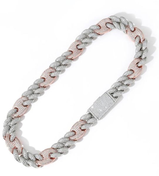 

20mm 1820inch white rose gold plated bling ice out cz cuban chain necklace bracelet for men women hip hop jewelry7439894, Silver