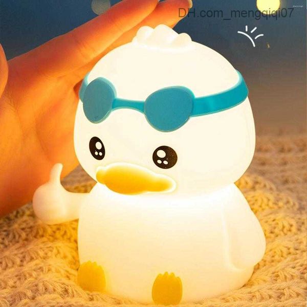 

lamps shades night lights silicone duck bedside light 3-gear dimmable 1200mah baby sleep lamp built-in music timer shutdown power display fo
