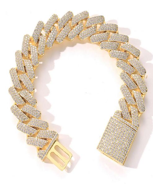 

20mm diamond miami prong cuban link chain bracelets 14k white gold iced out icy cubic zirconia jewelry 7inch 8inch 9inch cuban bra3358392, Black