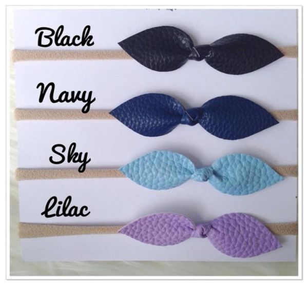 

baby nude nylon headband 3inch kids leatherette petal bow headbandhairtie 80pcs38596001591726, Slivery;white