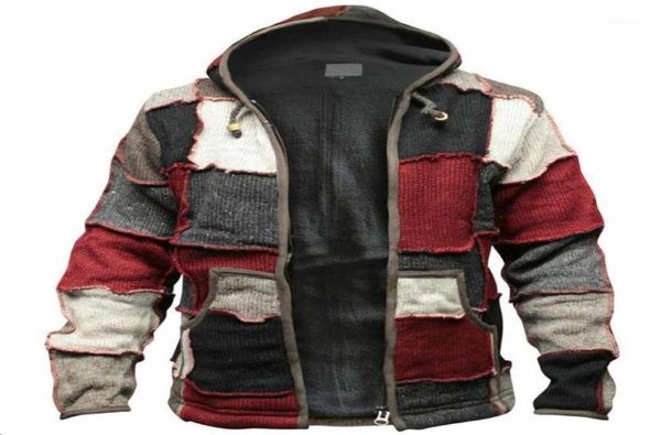 

spring men zipper hooded patchwork knitwear autumn knitted sweater sweatercoat casual coat casaco masculina140956375543102, White;black