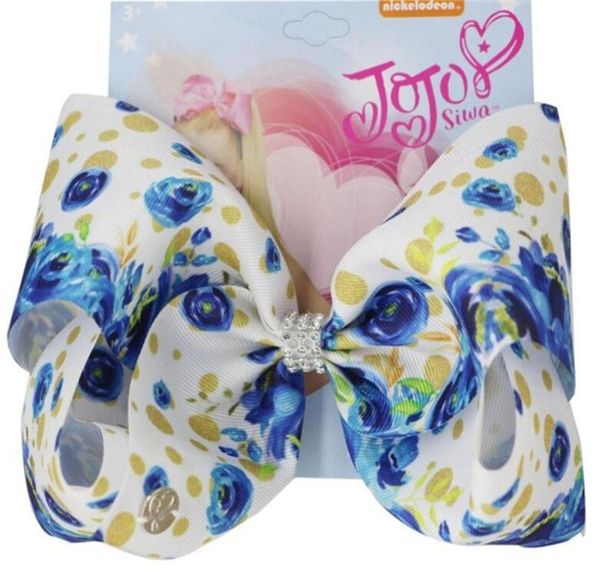 

8pcs lot 7 large flowers christmas jojo swia hair bows clip print ribbon hairclips bowknot headwear for girls hair accessories29849892727, Slivery;white
