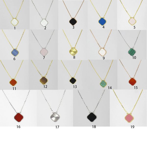 

designer jewelry four-leaf clover necklace women's new double-sided red agate pendant gold necklaces clavicle chain, Black