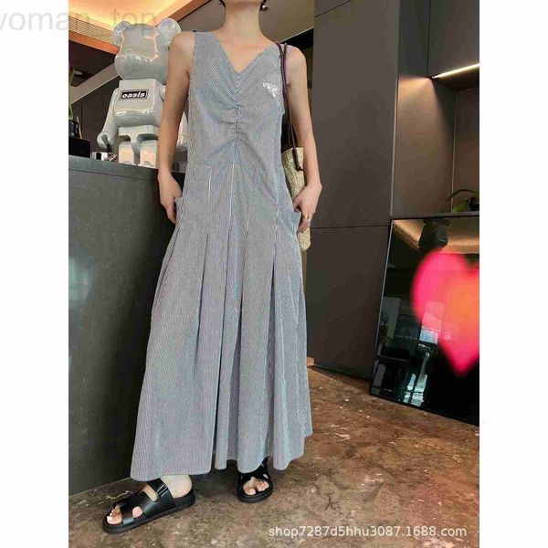 

basic & casual dresses designer p family 23 summer new striped tank dress letter printing fashion wear with lazy style k1sm, Black;gray
