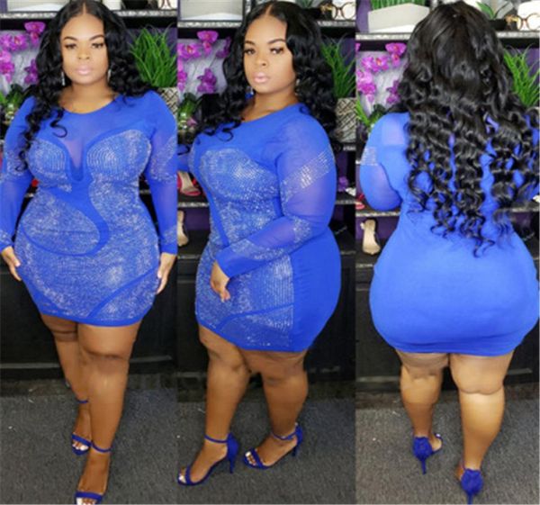 

summer panelled drilling dress fashion trend slim plus size womens dresses female new casual ice lady long sleeve mesh dress1906778, Black;gray