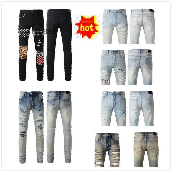 

2023 new arrivals amirly mens luxury designer denim jeans holes trousers jean coolguy biker pants man clothing #016, Blue