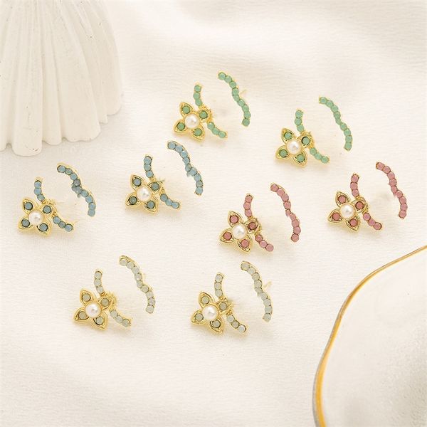 

18k gold plated earrings luxury brand designers double letters stud clip earring geometric famous women's earrings wedding party jewerl, Silver