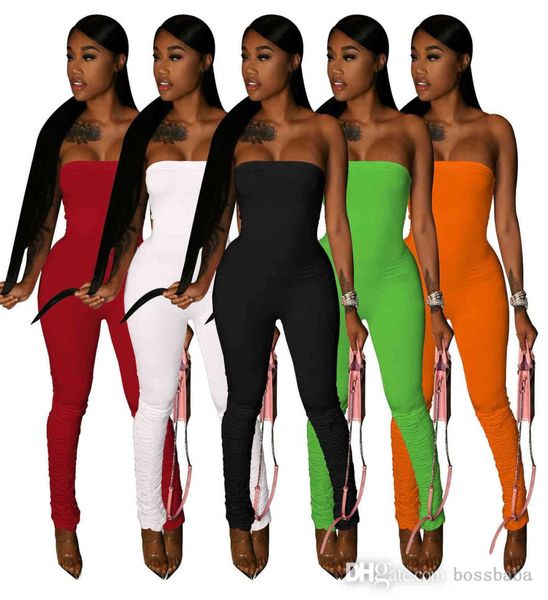 

women chest wrapped jumpsuits casual solid color romper black long pants bodysuit elegant casual jogging nightclub clothing3917730, Black;white