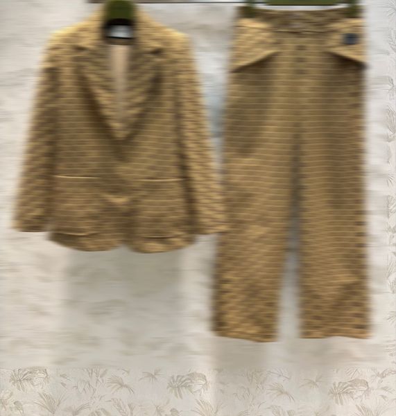 

2023 women's two piece pants luxury brand women single breasted long sleeve blazer lady loose letter embroidery coat suit jacket female, White