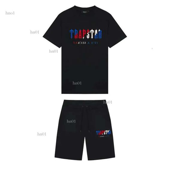 

trapstar new men's t shirt short sleeve outfit chenille tracksuit black cotton london streetwears-2xl x2, White;black