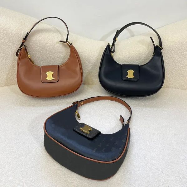 

2023 ava women underarm bag designer crescent shoulder bag new metal hardware leather bag vintage chic purse woman luxury handbag crossbody