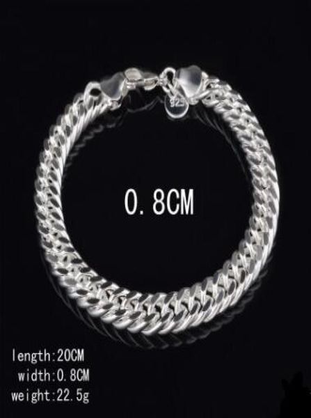 

8mm 10mm 925 sterling silver bracelets figaro chain bracelet men bracelet fashion jewelry3725868, Black