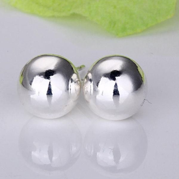 

whole lowest christmas gift 925 sterling silver fashion earrings 10mm e875921565, Golden;silver