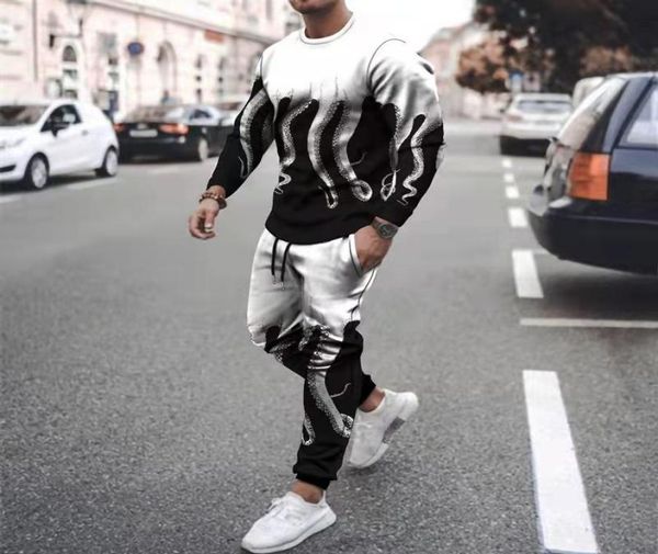 

men039s tracksuits men sportswear spring autumn 2 piece sets ocs print sports suit tshirtpants sweatsuit male fashion clo2979019, Gray