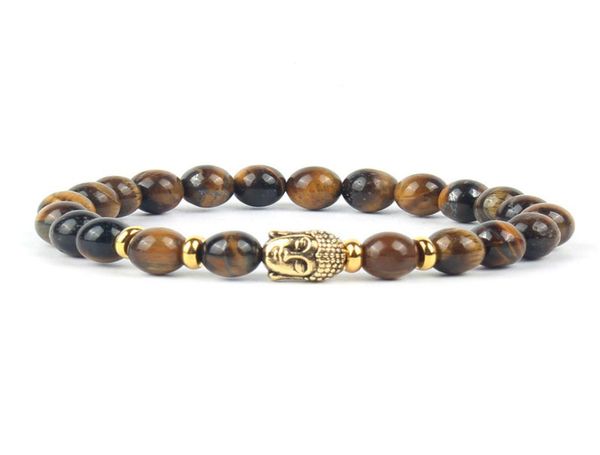 

meditation jewelry men bracelets women bracelet buddha charm mala natural stone beads tigers eye 2018 fashion buddhist2777937, Black