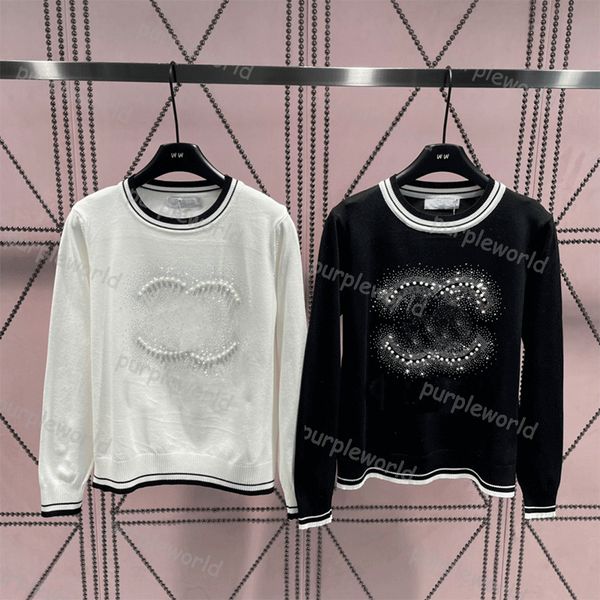 

designer knit womens sweater jumper embroidery print knit classic knit autumn winter warm jumper, White