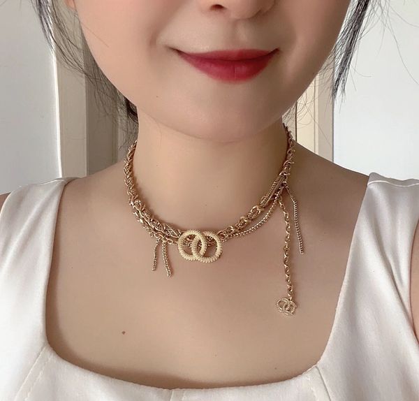 

designer gold necklace luxury c necklace double letter necklaces jewelry jewelry wedding gift, Silver