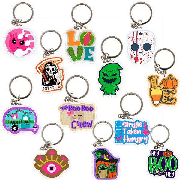 

10 pcs/lot fashion key rings nurse accessories halloween cartoon keychain pumpkin acrylic plastic holiday key rings, Slivery;golden