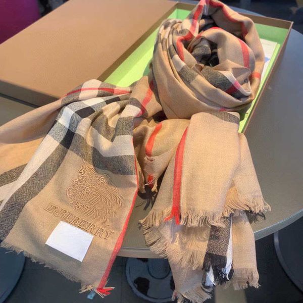 

original wool b urbbry scarf 2023 new shawl high end korean edition scarf plaid british classic female student versatile warm cashmere male, Blue;gray