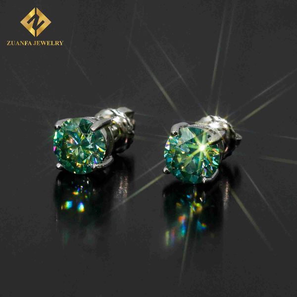 

ready to ship new arrived hip hop earring 925 sterling silver 6.5mm moissanite screw back stud earring, Golden