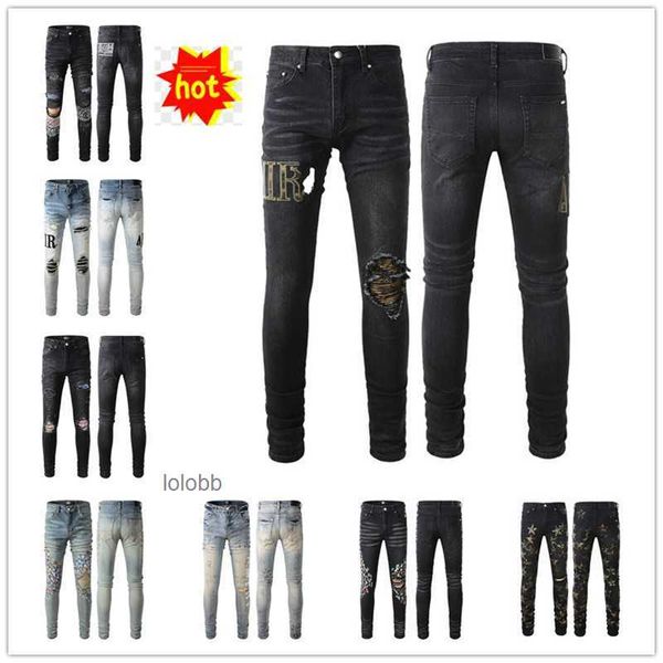 

2023 new arrivals amirly mens luxury designer denim jeans holes trousers jean coolguy biker pants man clothing pxej, Blue