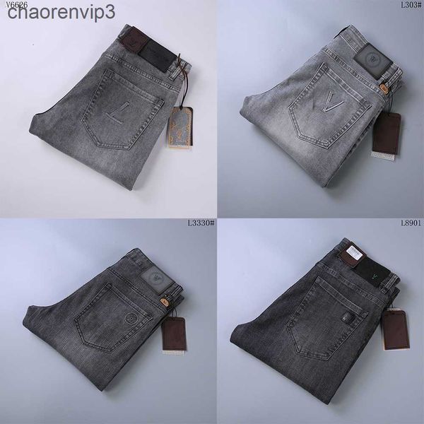

men's jeans 2023 biker jeans v brand luxury designer pants high street straight jean mens blue jeans washed big hole zipper pants black