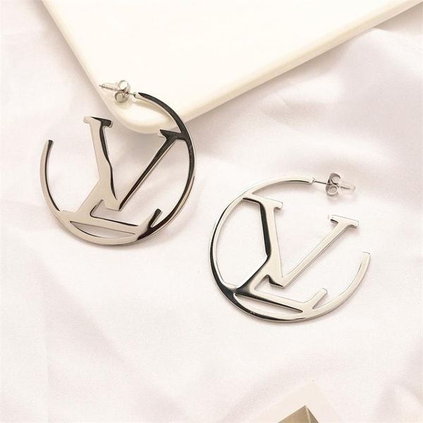

luxury brand designer earrings fashion gold hoop earrings for lady womens party earring new wedding lovers gift engagement jewelry for bride, Golden;silver