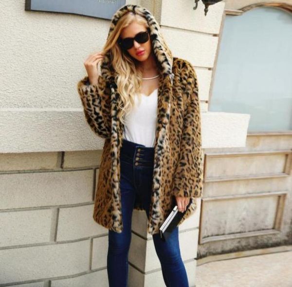 

ladies womens hooded warm faux fur coat jacket winter parka outerwear versized jacket coat autumn winter outerwear overcoat 7154032172248, Black;brown