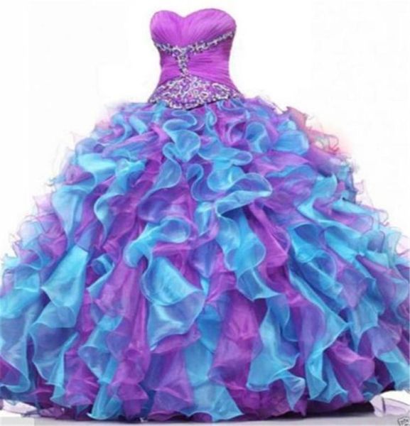 

2020 new ball gown quinceanera dresses crystals for 15 years sweet 16 plus size pageant prom party gown qc10583815914, Blue;red